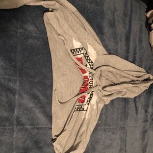 Cropped Grey Racing Hoodie